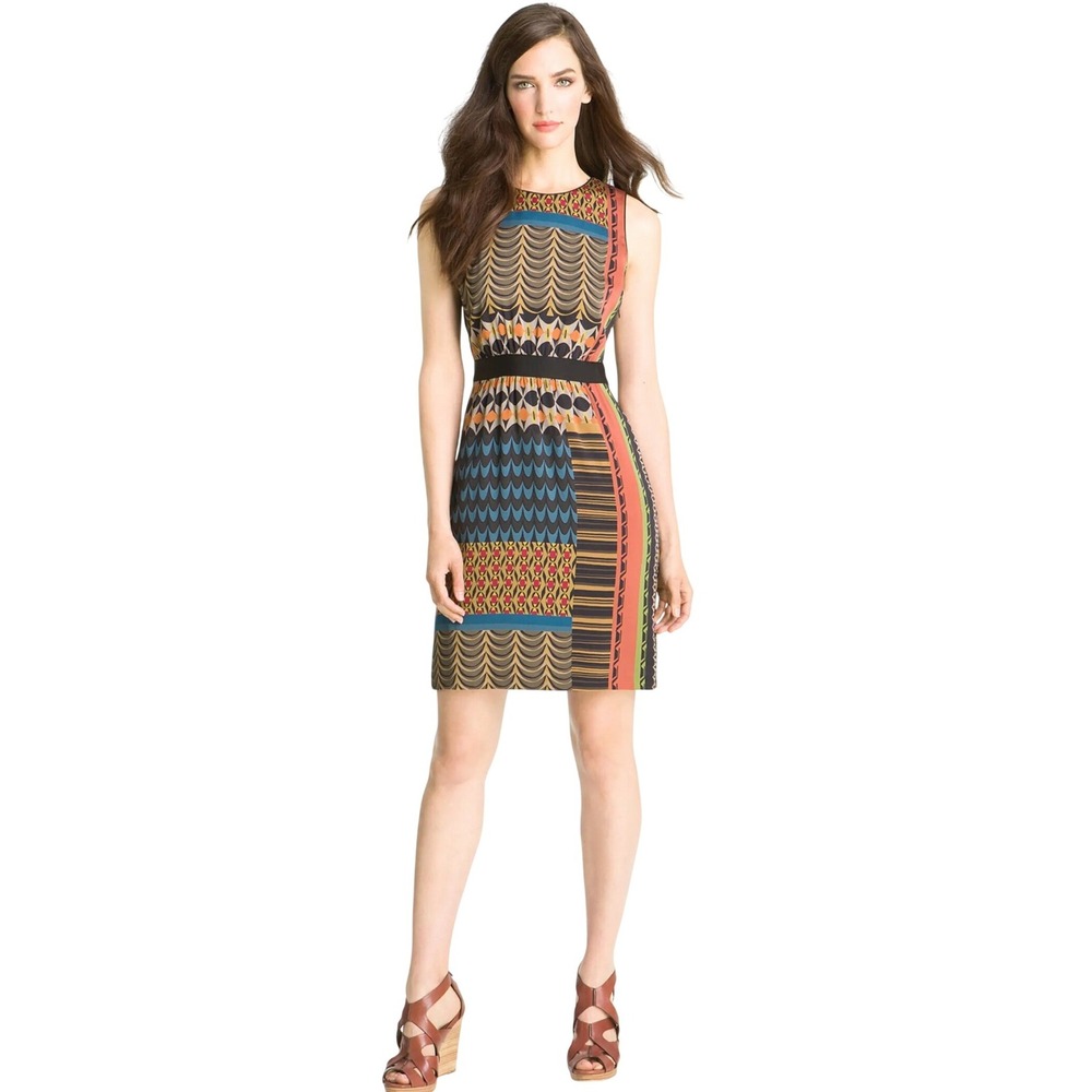 Classiques Entier Silk Geometric Art Deco Print Sleeveless Dress Size 12